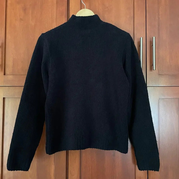 L.L. Bean Vintage Sweater Boucle Full Zip Black Size Small - Picture 5 of 7
